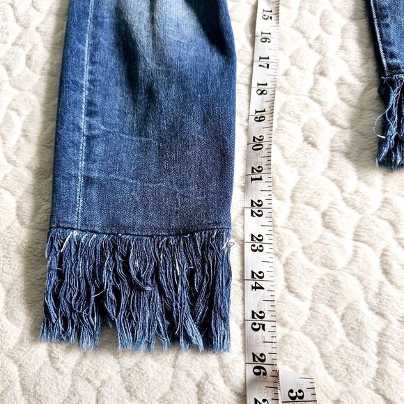 Frame Le Skinny De Jeanne fringe ankle jeans ripped denim distressed 27 4 - Picture 4 of 8